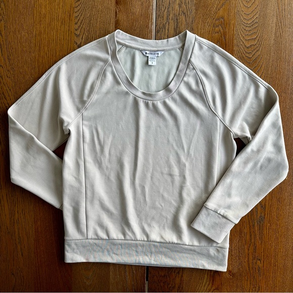 Athleta Seasoft Scoop Neck Sweatshirt Athleisure Abalone Grey Sweater Athletic - Picture 1 of 5